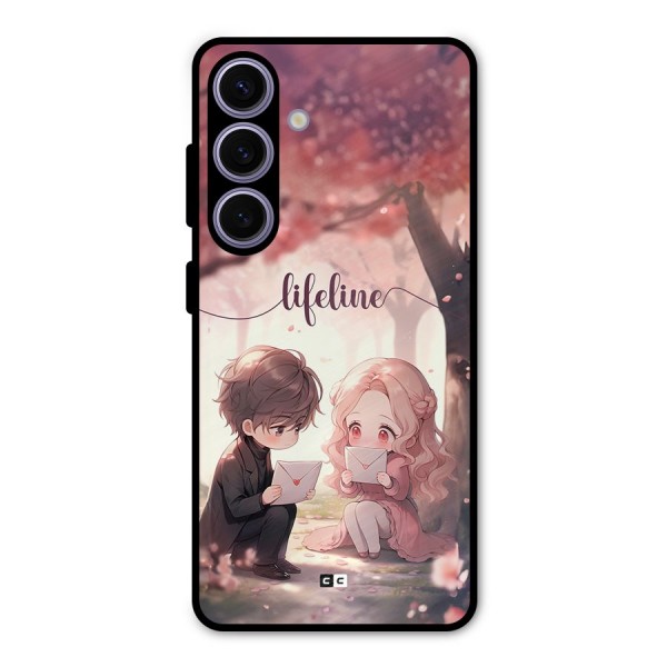 Cute Anime Couple Metal Back Case for Galaxy S24