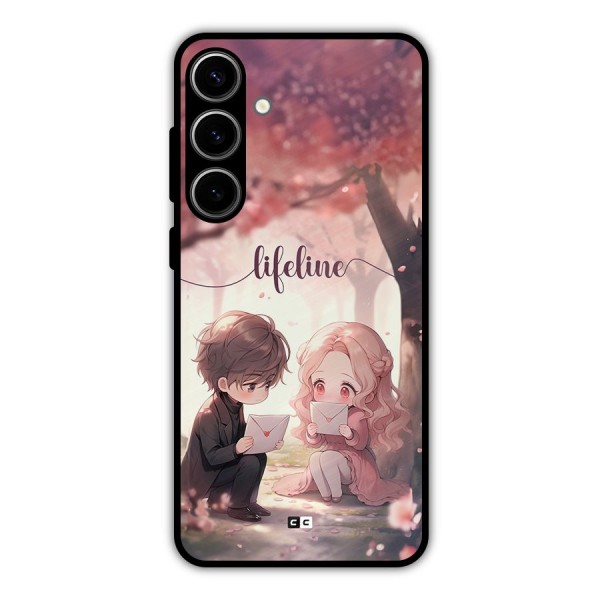 Cute Anime Couple Metal Back Case for Galaxy S24 Plus