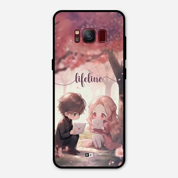 Cute Anime Couple Metal Back Case for Galaxy S8