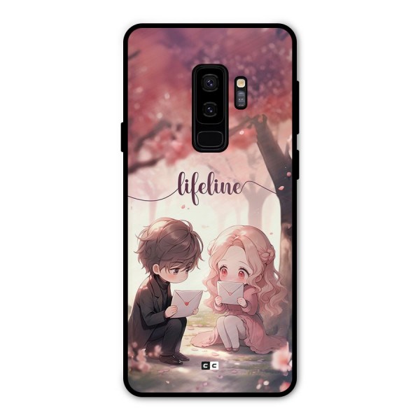 Cute Anime Couple Metal Back Case for Galaxy S9 Plus