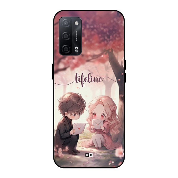 Cute Anime Couple Metal Back Case for Oppo A53s 5G