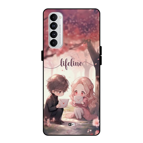 Cute Anime Couple Metal Back Case for Oppo Reno4 Pro