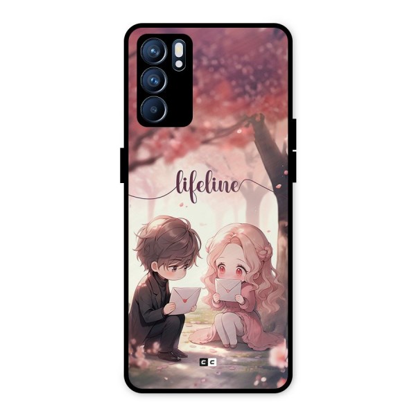 Cute Anime Couple Metal Back Case for Oppo Reno6 5G