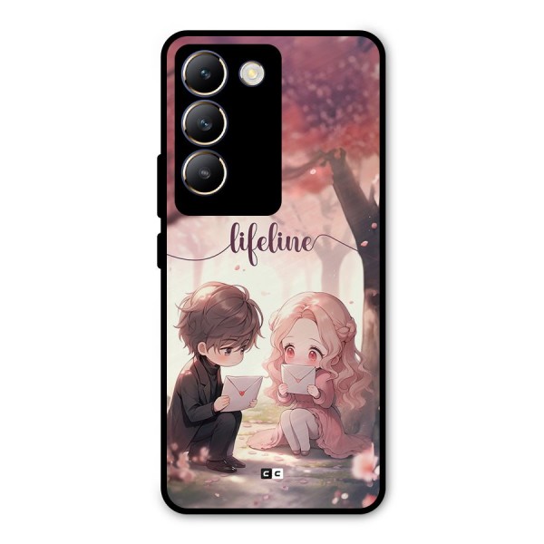 Cute Anime Couple Metal Back Case for Vivo T3 5G