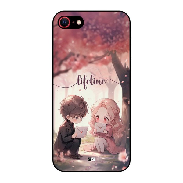 Cute Anime Couple Metal Back Case for iPhone 8