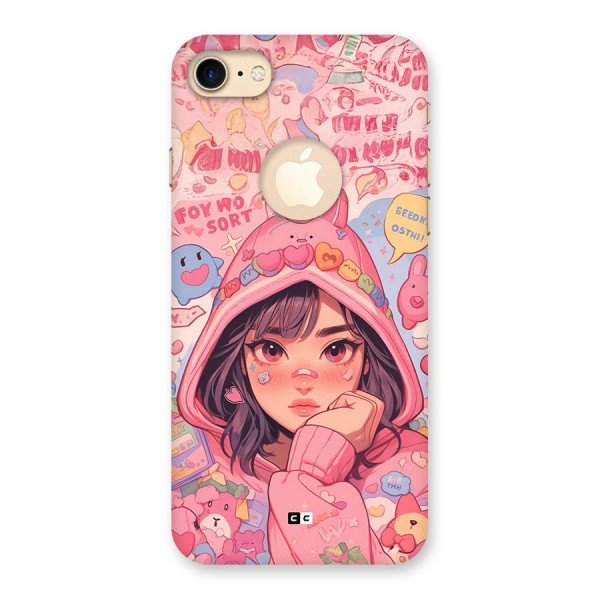 Cute Anime Girl Back Case for iPhone 8 Logo Cut