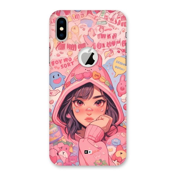 Cute Anime Girl Back Case for iPhone XS Logo Cut