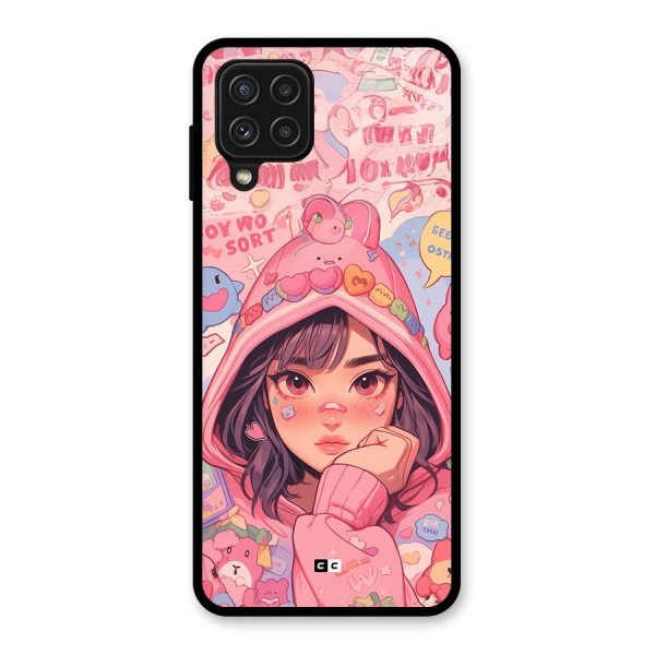 Cute Anime Girl Glass Back Case for Galaxy A22 4G