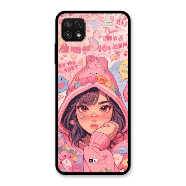 Cute Anime Girl Glass Back Case for Galaxy A22 5G