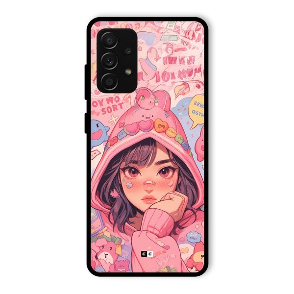 Cute Anime Girl Glass Back Case for Galaxy A53 5G