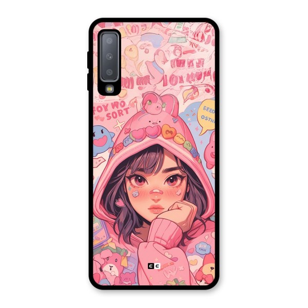 Cute Anime Girl Glass Back Case for Galaxy A7 (2018)