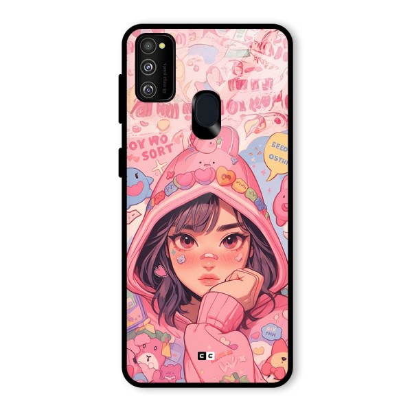 Cute Anime Girl Glass Back Case for Galaxy M21