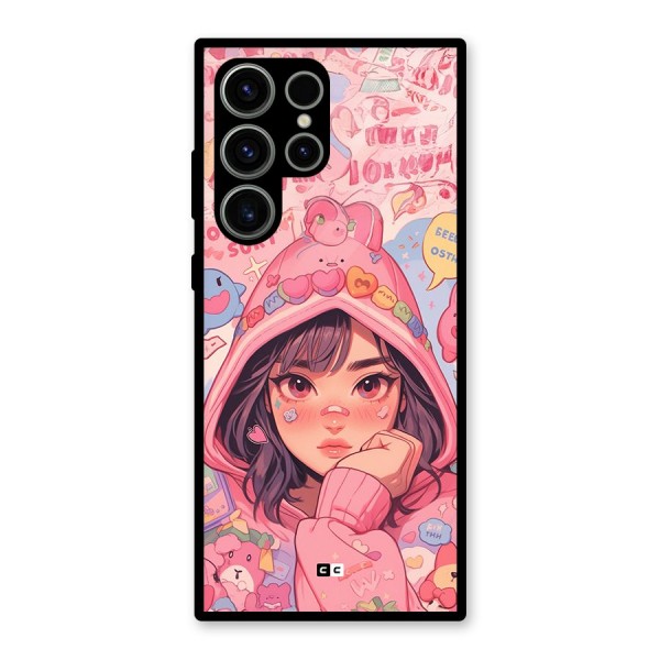 Cute Anime Girl Glass Back Case for Galaxy S23 Ultra