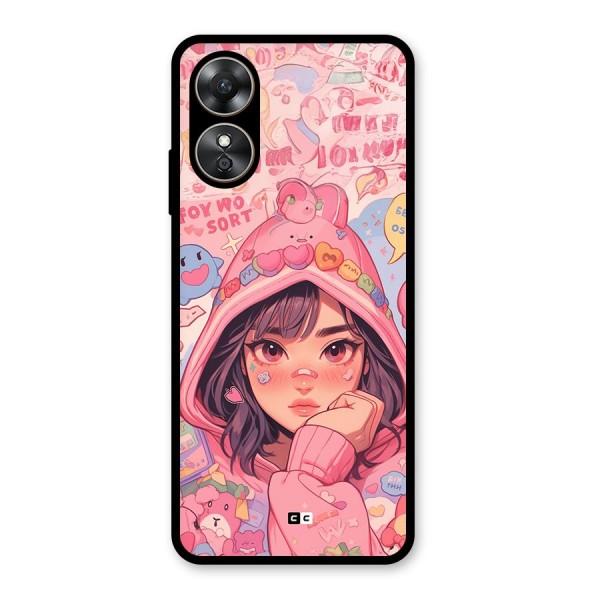 Cute Anime Girl Glass Back Case for Oppo A17