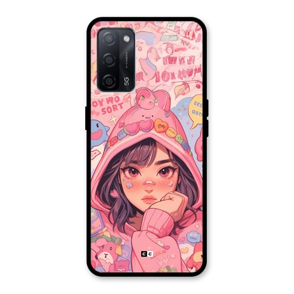 Cute Anime Girl Glass Back Case for Oppo A53s 5G