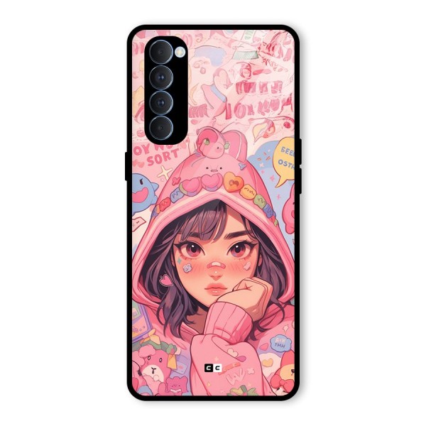 Cute Anime Girl Glass Back Case for Oppo Reno4 Pro