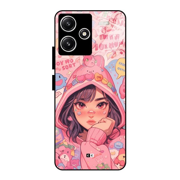 Cute Anime Girl Glass Back Case for Poco M6 Pro