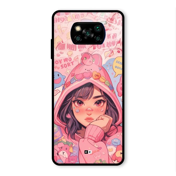 Cute Anime Girl Glass Back Case for Poco X3 Pro