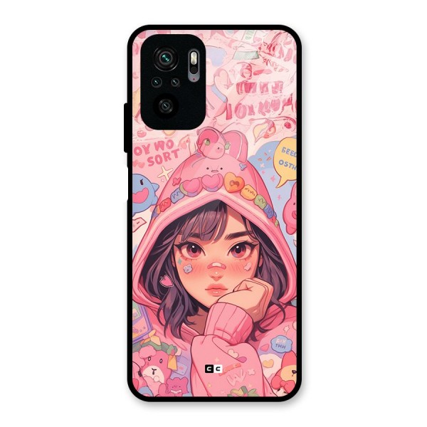 Cute Anime Girl Glass Back Case for Redmi Note 10S