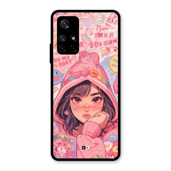 Cute Anime Girl Glass Back Case for Redmi Note 11T 5G