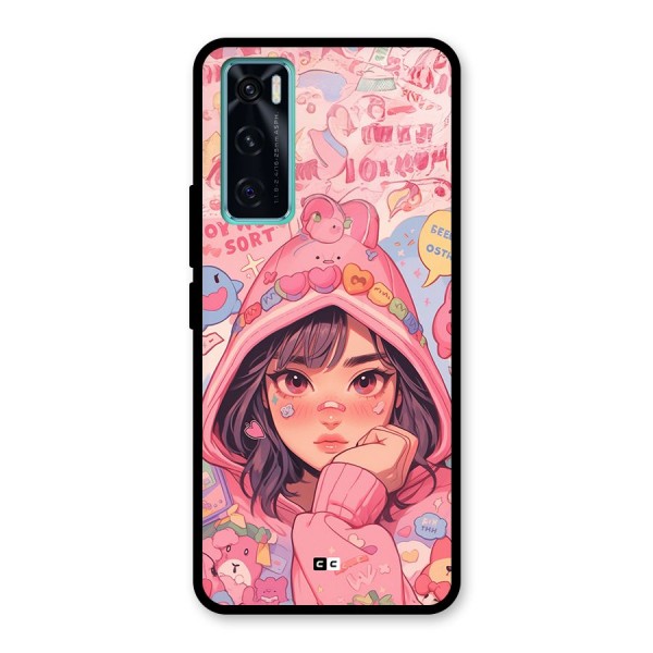 Cute Anime Girl Glass Back Case for Vivo V20 SE