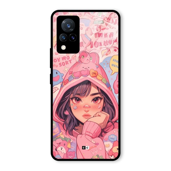 Cute Anime Girl Glass Back Case for Vivo V21 5G