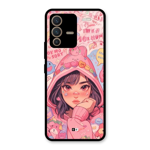 Cute Anime Girl Glass Back Case for Vivo V23 5G