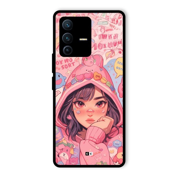 Cute Anime Girl Glass Back Case for Vivo V23 Pro