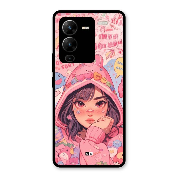 Cute Anime Girl Glass Back Case for Vivo V25 Pro