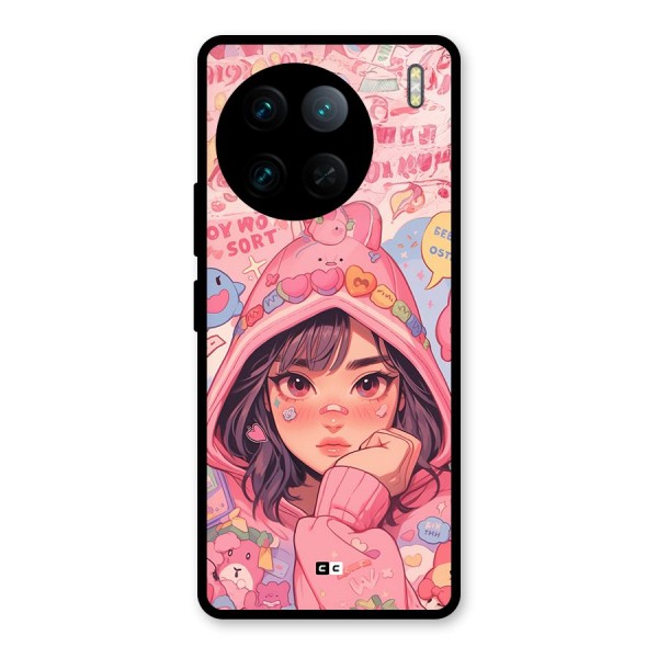 Cute Anime Girl Glass Back Case for Vivo X90 Pro