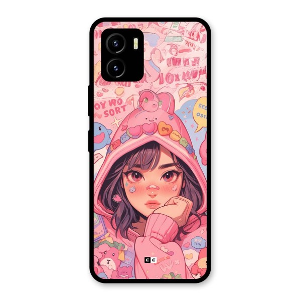 Cute Anime Girl Glass Back Case for Vivo Y15s