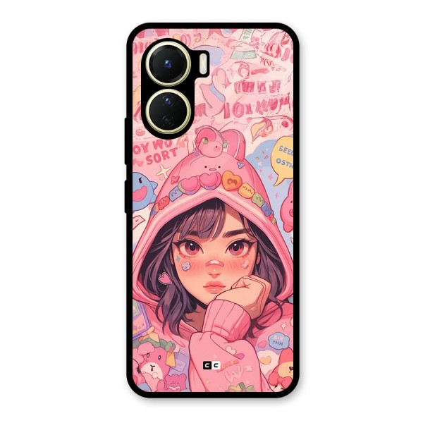 Cute Anime Girl Glass Back Case for Vivo Y16