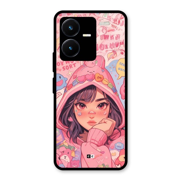 Cute Anime Girl Glass Back Case for Vivo Y22