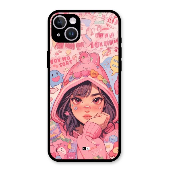 Cute Anime Girl Glass Back Case for iPhone 14 Plus