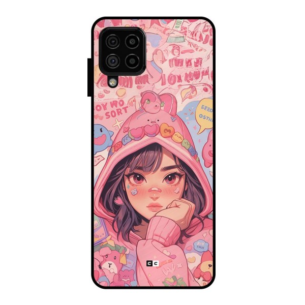 Cute Anime Girl Metal Back Case for Galaxy A22 4G