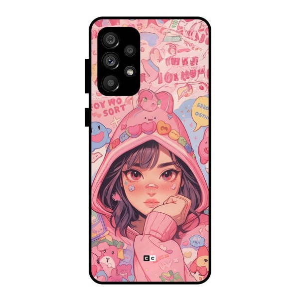Cute Anime Girl Metal Back Case for Galaxy A73 5G