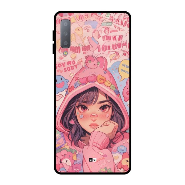 Cute Anime Girl Metal Back Case for Galaxy A7 (2018)