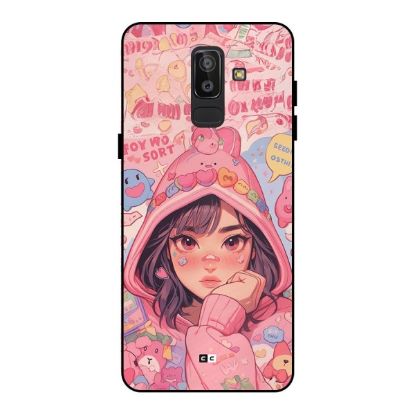 Cute Anime Girl Metal Back Case for Galaxy J8