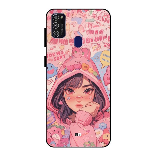 Cute Anime Girl Metal Back Case for Galaxy M21