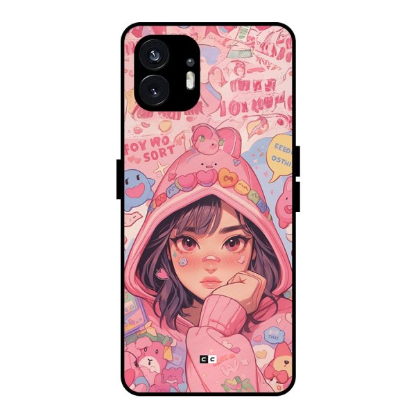 Cute Anime Girl Metal Back Case for Nothing Phone 2