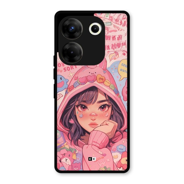 Cute Anime Girl Metal Back Case for Tecno Camon 20