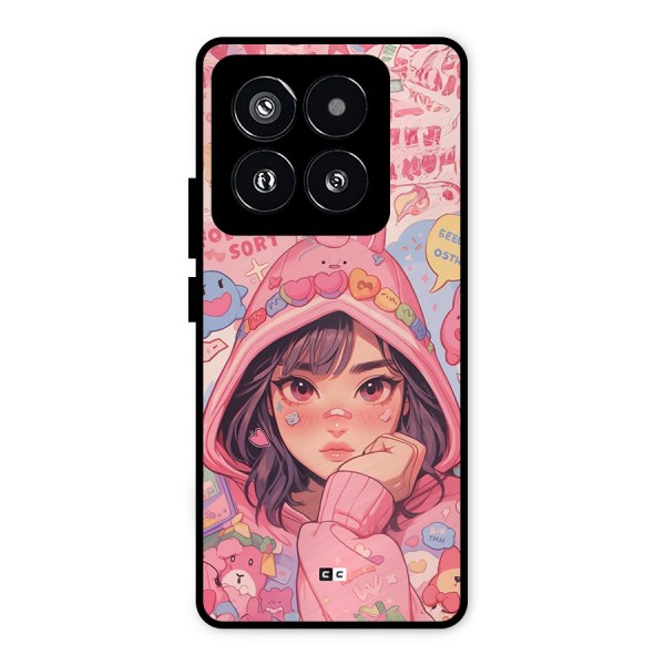 Cute Anime Girl Metal Back Case for Xiaomi 14 Pro