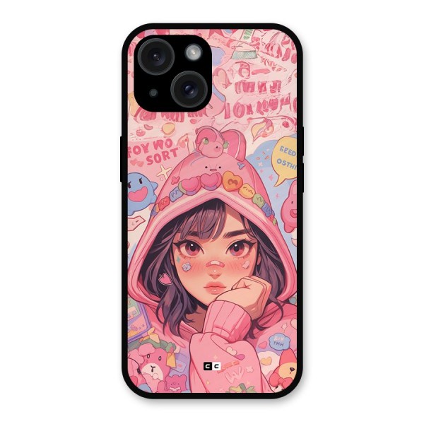 Cute Anime Girl Metal Back Case for iPhone 15