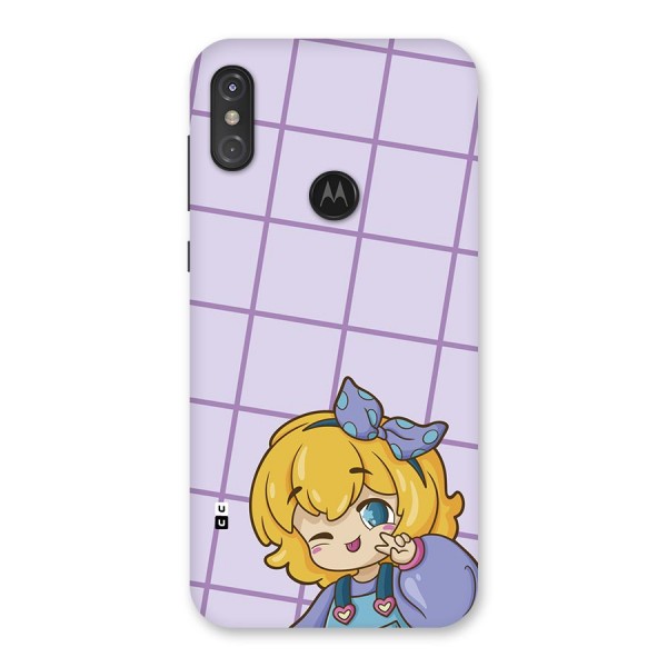 Cute Anime Illustration Back Case for Motorola One Power