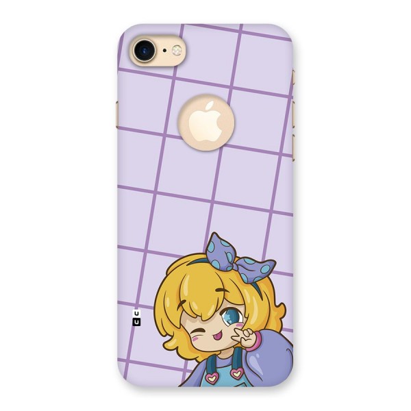 Cute Anime Illustration Back Case for iPhone 8 Logo Cut