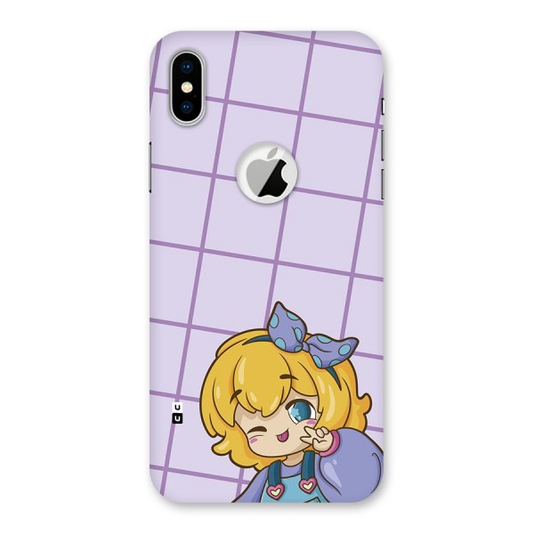 Cute Anime Illustration Back Case for iPhone XS Logo Cut