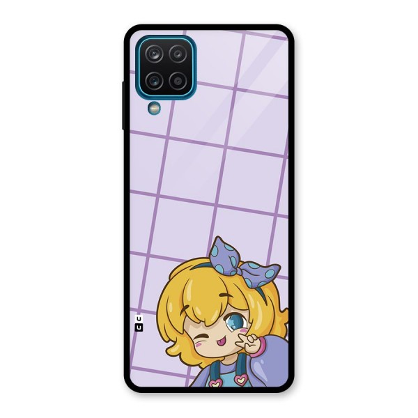 Cute Anime Illustration Glass Back Case for Galaxy A12