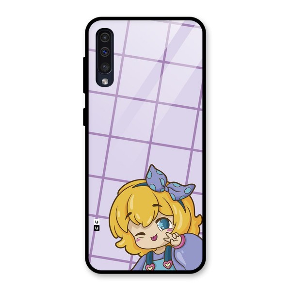 Cute Anime Illustration Glass Back Case for Galaxy A50