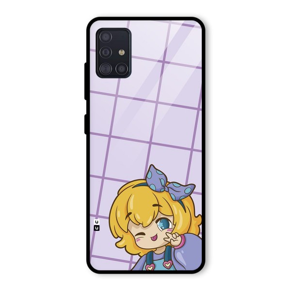 Cute Anime Illustration Glass Back Case for Galaxy A51