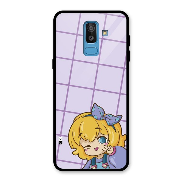 Cute Anime Illustration Glass Back Case for Galaxy J8